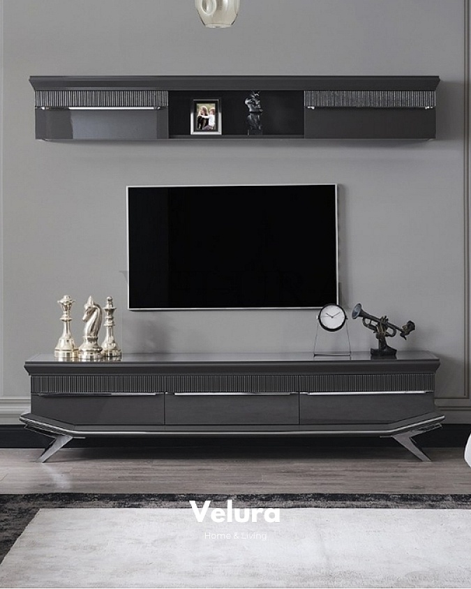 Gümüş İşlemeli Lüks TV Ünitesi