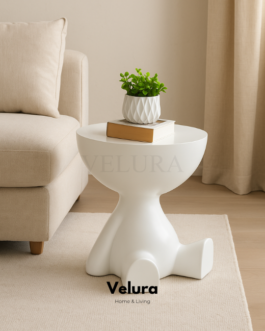 Velura Home Gri Taş Yan Sehpa Modeli