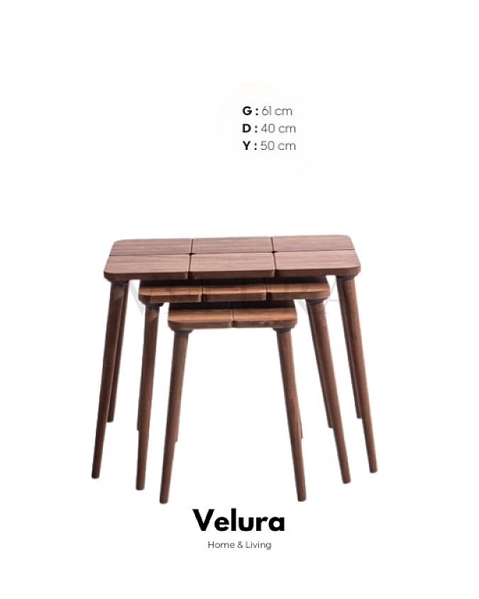 Ayla Kemençe Yan Sehpa 3’lü Zigon