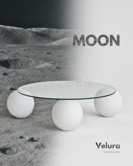 Küre Orta Sehpa - Dragon (Beyaz) - Yuvarlak - Şeffaf Cam