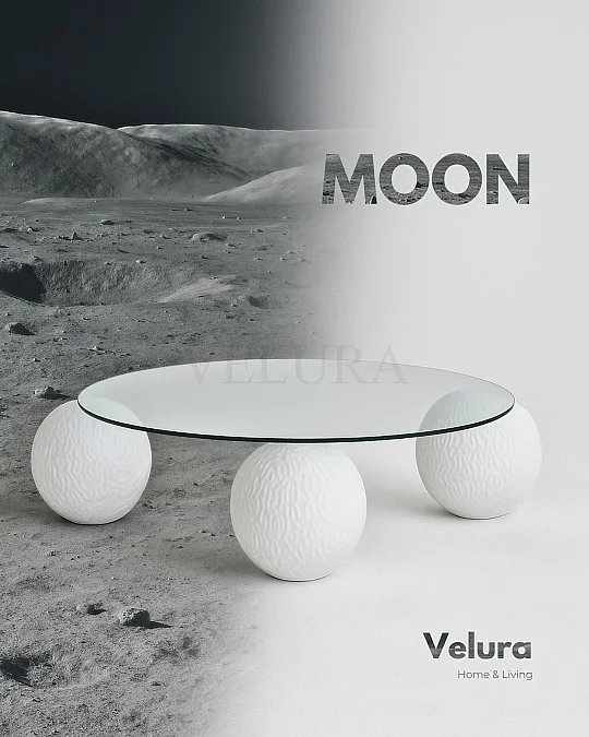 Küre Orta Sehpa - Dragon (Beyaz) - Yuvarlak - Şeffaf Cam