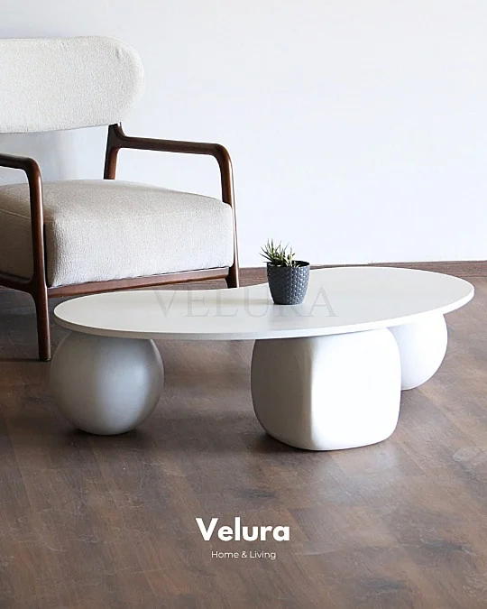 Küre Ahşap Orta Sehpa - Zar & Beyaz