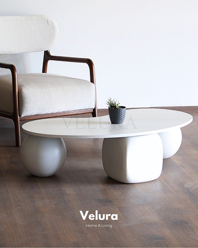 Küre Ahşap Orta Sehpa - Zar & Beyaz