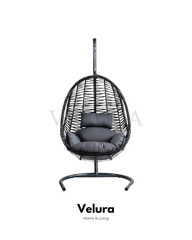 Cosmo Bahçe Salıncağı - Cosmo Kahve Rattan Gri Minder