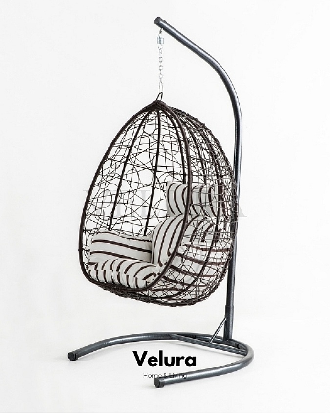 Deco Bahçe Salıncağı - Swing Kahve Rattan Zebra Minder