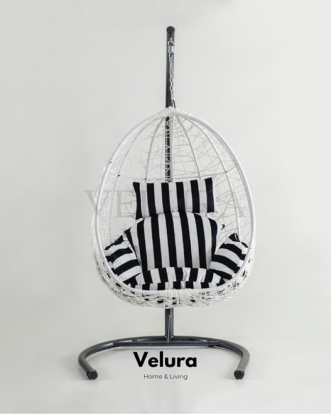 Deco Bahçe Salıncağı - Beyaz Rattan Zebra Minder