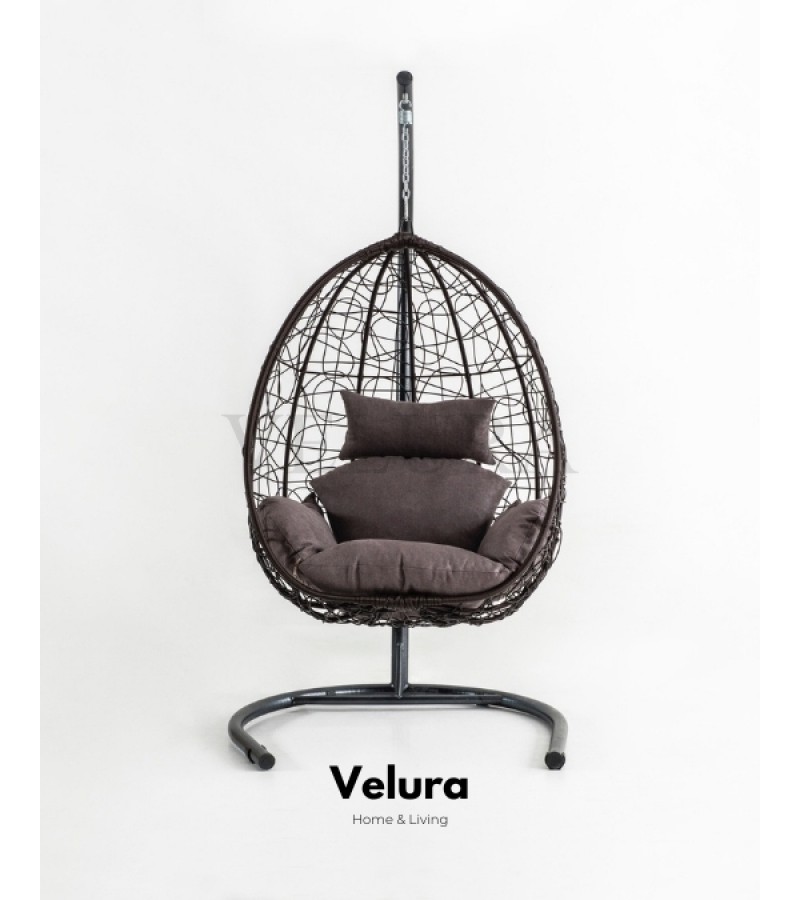 Deco Bahçe Salıncağı - Swing Kahve Rattan Gri Minder Deco Bahçe Salıncağı - Swing Kahve Rattan Gri Minder
