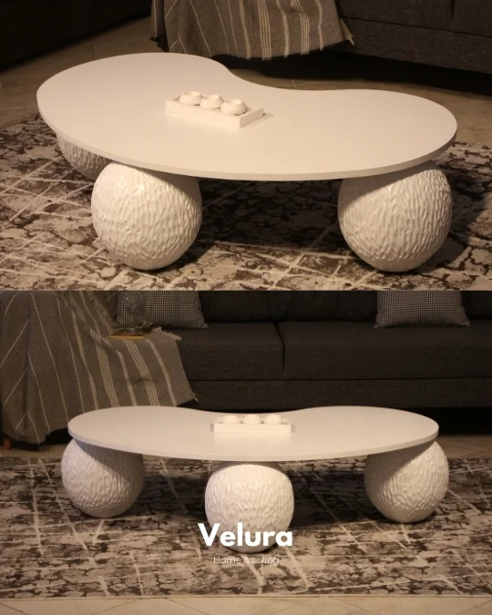 Derla Beyaz Sehpa - Fasülye Mdf