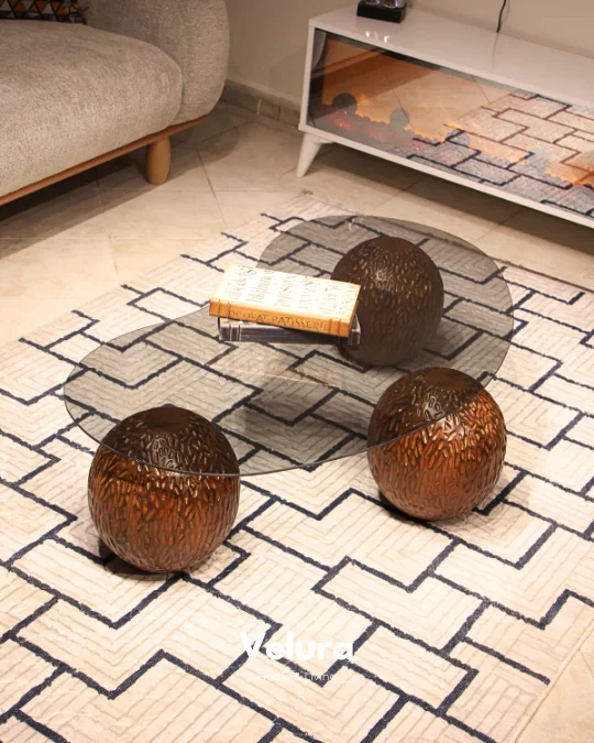 Küre Orta Sehpa - Dragon (Ceviz) - Fasulye - Füme Cam