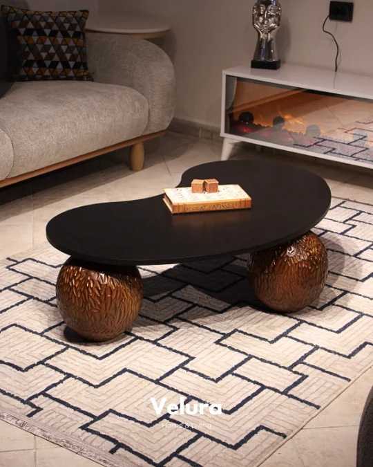 Küre Orta Sehpa - Dragon (Ceviz) - Fasulye - Siyah Mdf