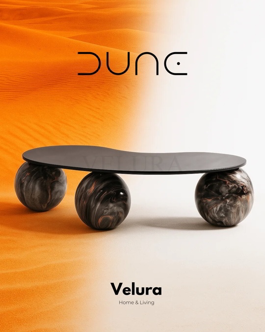 Küre Orta Sehpa - Dune - Fasulye - Füme Cam