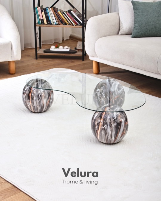 Küre Orta Sehpa - Dune - Şeffaf Cam