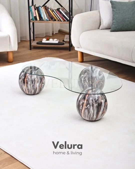 Küre Orta Sehpa - Dune - Şeffaf Cam