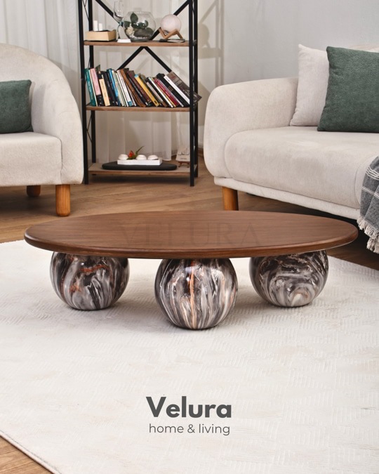 Küre Orta Sehpa - Dune - Oval Ceviz Mdf