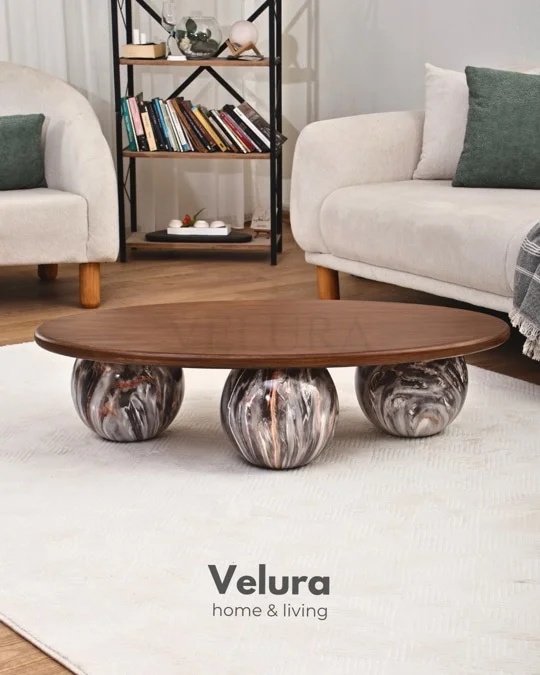 Küre Orta Sehpa - Dune - Oval Ceviz Mdf