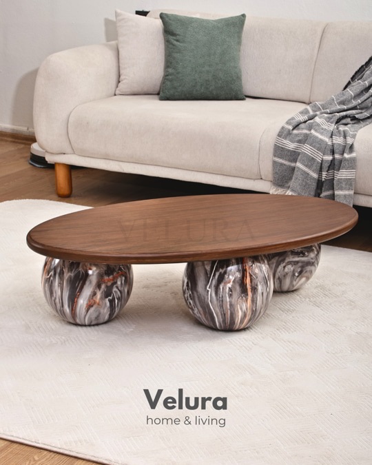 Küre Orta Sehpa - Dune - Oval Ceviz Mdf