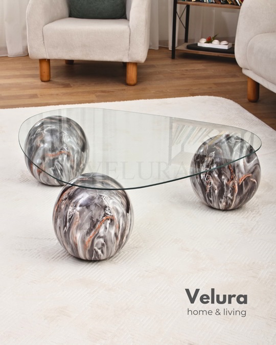 Küre Orta Sehpa - Dune - Üçgen Şeffaf Cam