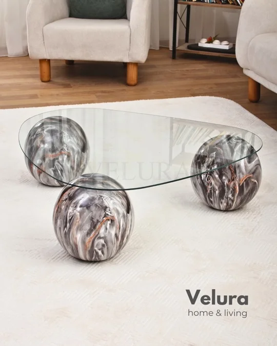 Küre Orta Sehpa - Dune - Üçgen Şeffaf Cam