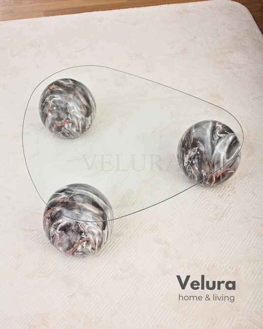 Küre Orta Sehpa - Dune - Üçgen Şeffaf Cam