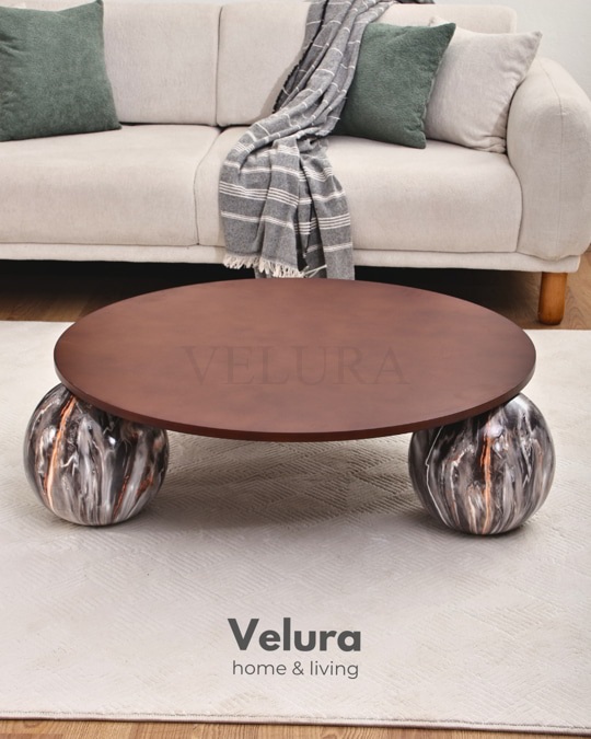 Küre Orta Sehpa - Dune - Yuvarlak Ceviz Mdf