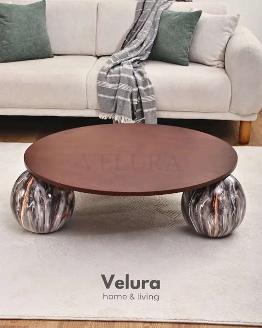 Küre Orta Sehpa - Dune - Yuvarlak Ceviz Mdf