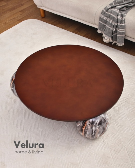 Küre Orta Sehpa - Dune - Yuvarlak Ceviz Mdf