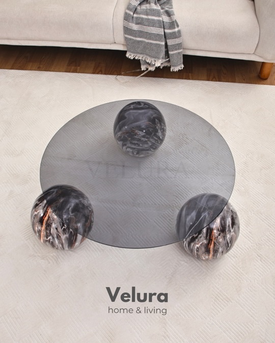 Küre Orta Sehpa - Dune - Yuvarlak Füme Cam