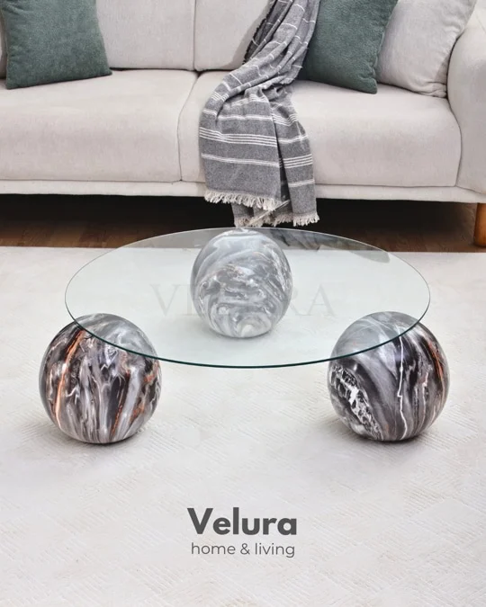 Küre Orta Sehpa - Dune - Yuvarlak Şeffaf Cam