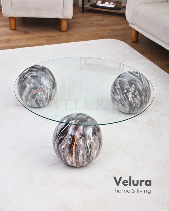 Küre Orta Sehpa - Dune - Yuvarlak Şeffaf Cam