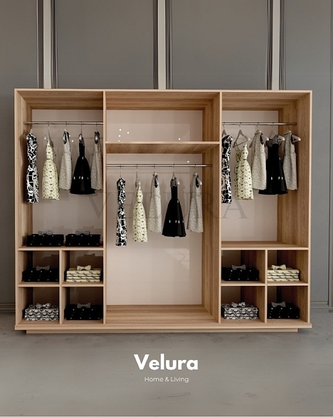 Hisar 6 Kapılı Dolap - Velura Home Hisar 6 Kapılı Dolap Krem ve Aynalı