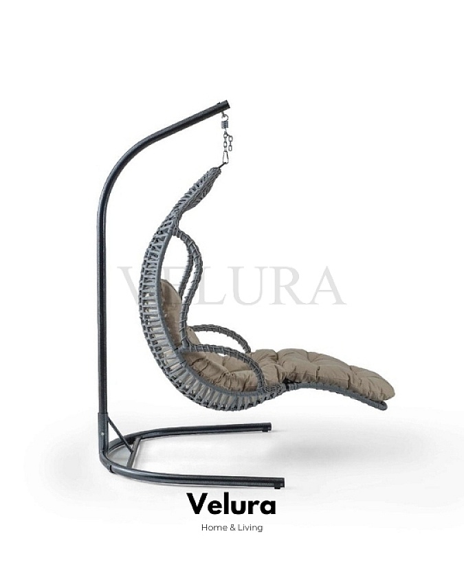 Elit bahçe salıncağı gri rattan krem minder