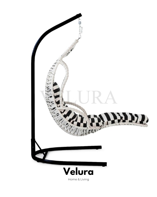 Elit Bahçe Salıncağı - Beyaz Rattan Zebra Minder