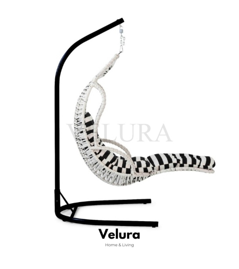 Elit Bahçe Salıncağı - Beyaz Rattan Zebra Minder Elit Bahçe Salıncağı - Beyaz Rattan Zebra Minder