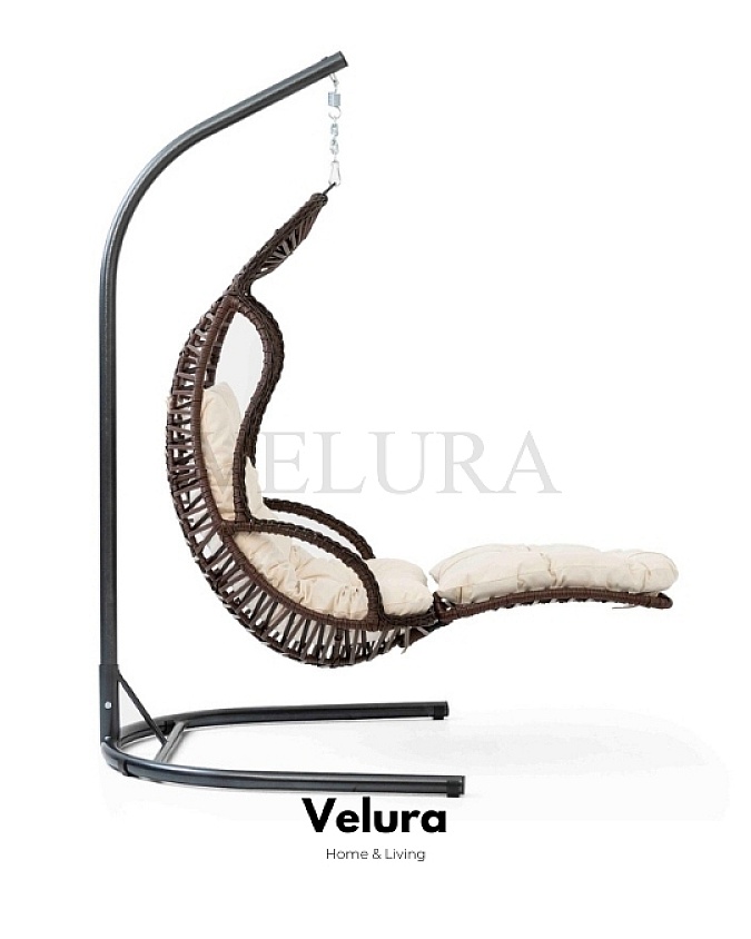 Elit bahçe salıncağı kahve rattan krem minder