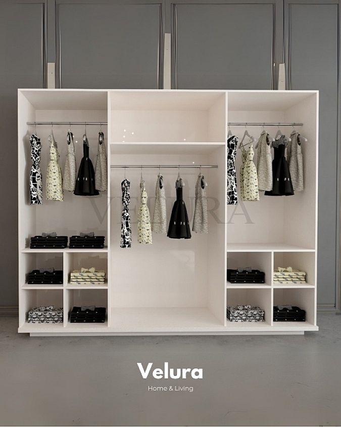 Hisar 6 Kapılı Dolap - Velura Home Hisar 6 Kapılı Dolap Krem ve Aynalı