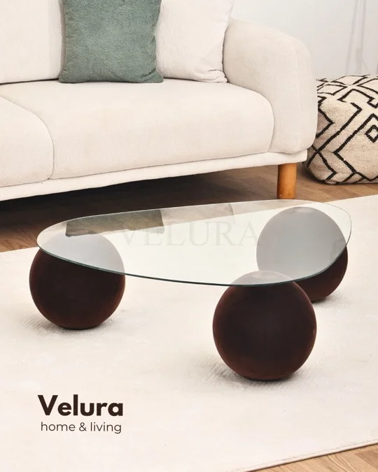 Küre Orta Sehpa - Flok - Üçgen Şeffaf Cam