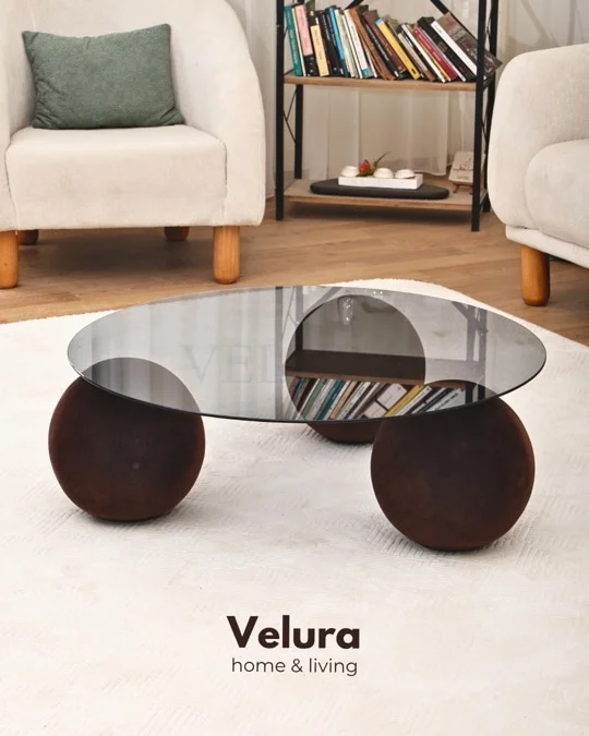 Küre Orta Sehpa - Flok - Yuvarlak Füme Cam