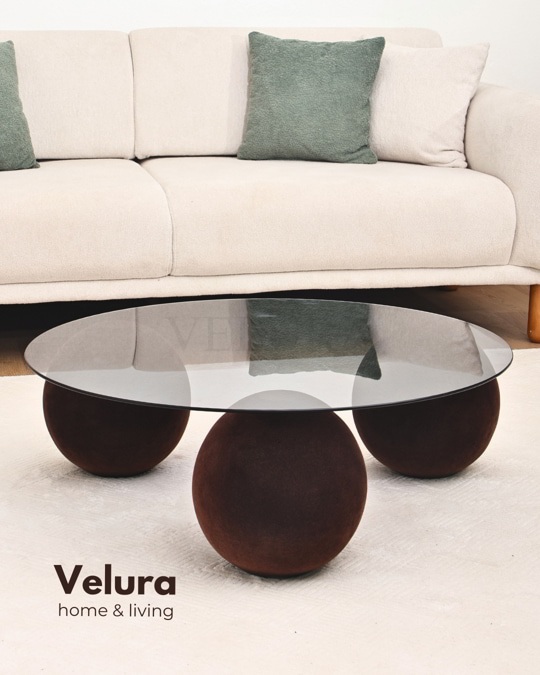 Küre Orta Sehpa - Flok - Yuvarlak Füme Cam