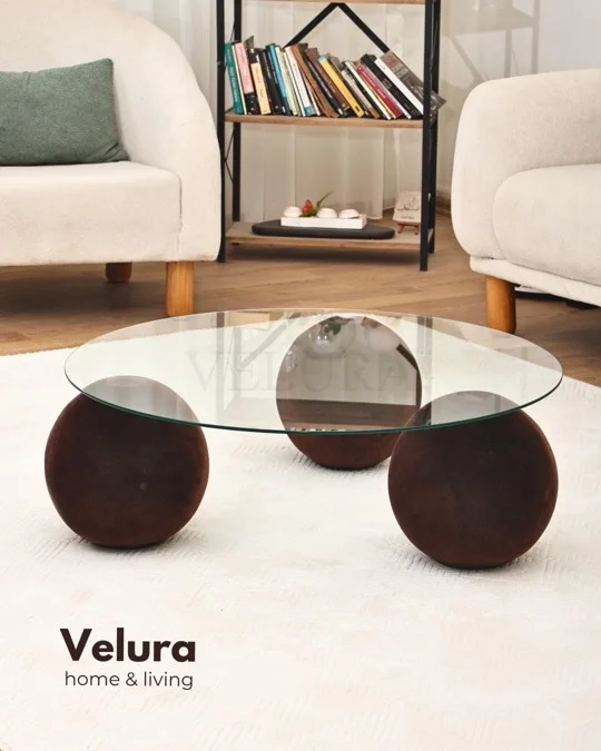 Küre Orta Sehpa - Flok - Yuvarlak Şeffaf Cam