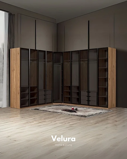 İzgi 10 Kapaklı Full Camlı Dolap