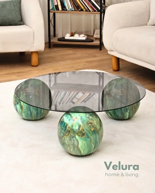 Küre Orta Sehpa - Jungle - Yuvarlak - Füme Cam