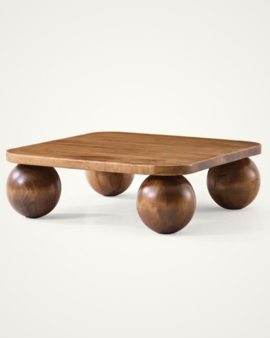 Küre Orta Sehpa - 4 Ceviz Top - Kare- Ceviz Mdf