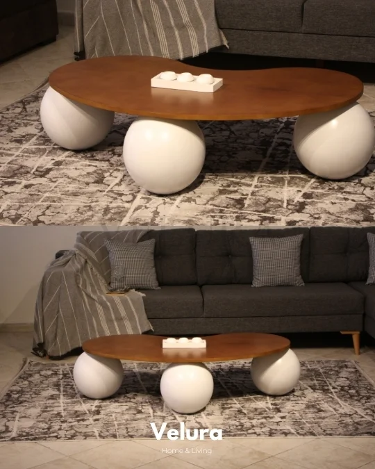 Küre Sehpa Beyaz - Fasülye Ceviz Mdf