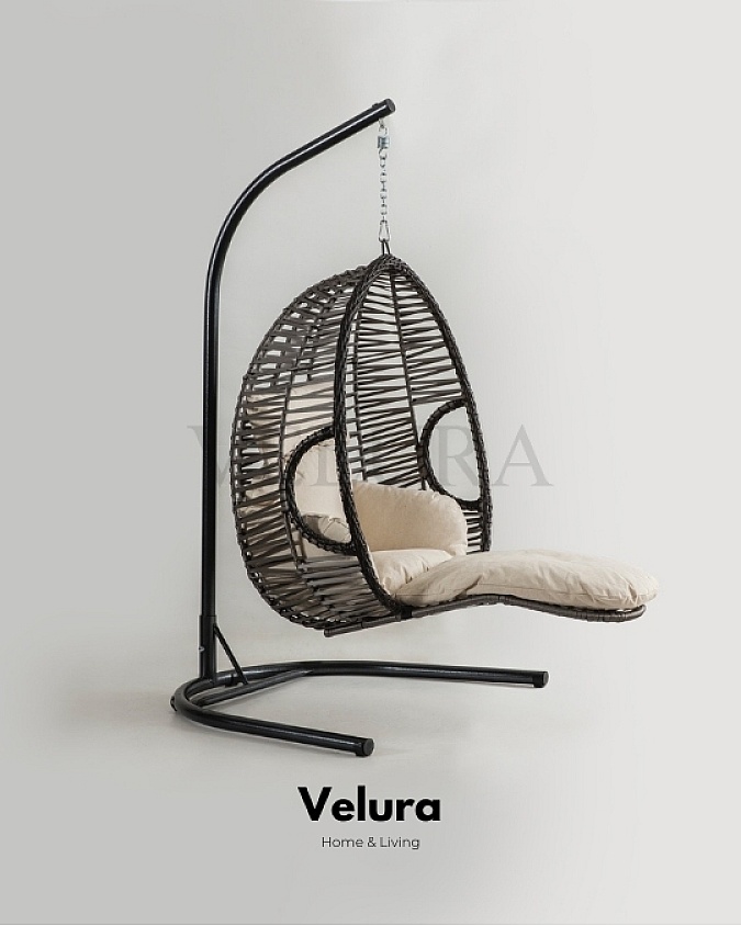 Velura Home gri rattan bahçe salıncağı