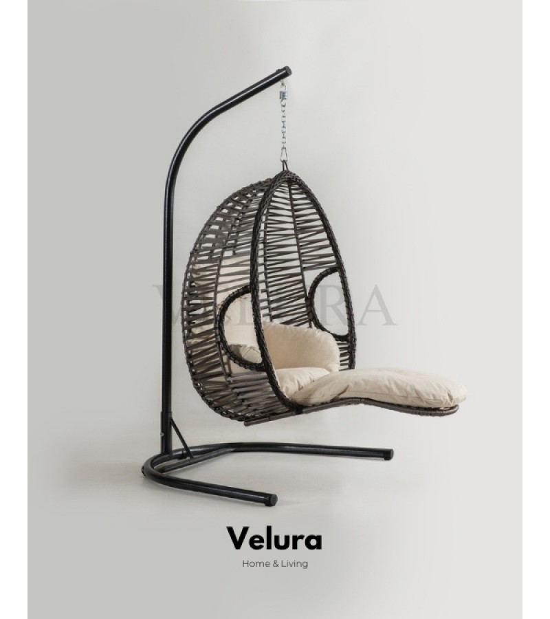 Max Bahçe Salıncağı - Gri Rattan Krem Minder Max Bahçe Salıncağı - Gri Rattan Krem Minder