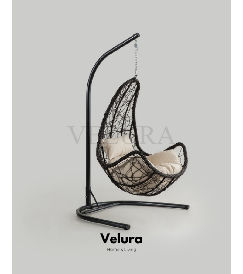 Net Bahçe Salıncağı - Kahve Rattan Krem Minder Net Bahçe Salıncağı - Kahve Rattan Krem Minder