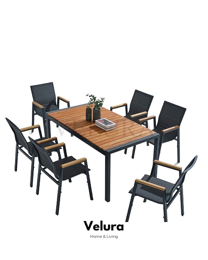 Velura Home Bahçe Mobilyaları Nil Bahçe Takımı Antasit İskelet Masa ve 6 Sandalye