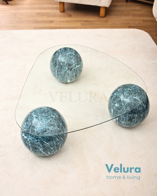 Küre Orta Sehpa - Ocean - Üçgen - Şeffaf Cam