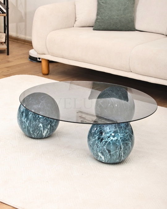 Küre Orta Sehpa - Ocean - Yuvarlak - Füme Cam