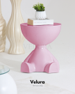 Pastel Pembe Yan Sehpa Modeli Sevimli Ayıcık Formlu Pembe Sehpa